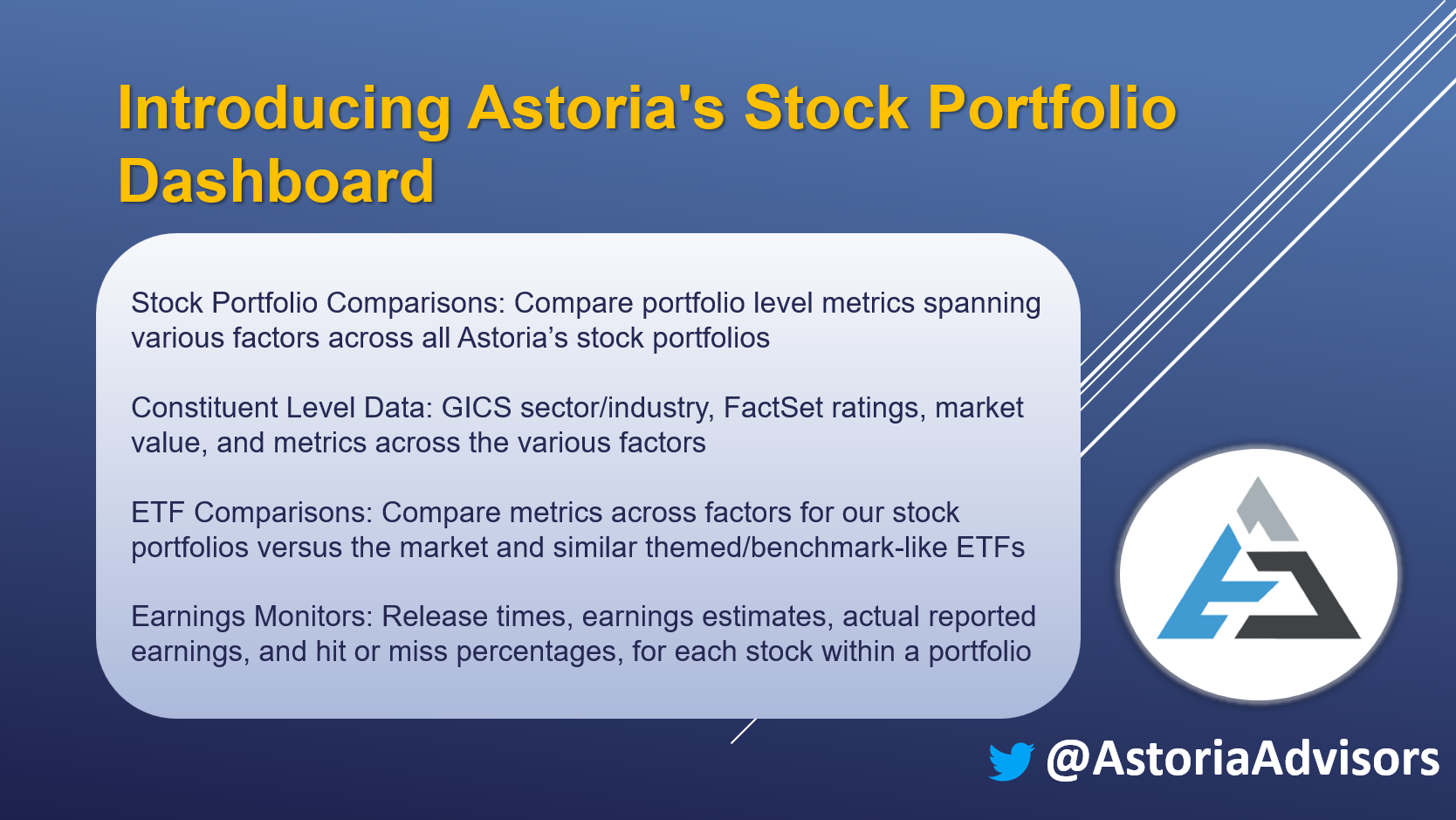 Introducing Astoria's Stock Portfolio Dashboard