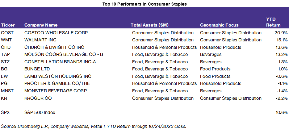 Top 10 Consumer Staples Performers