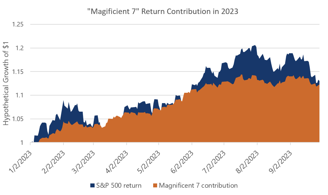 Magnificent 7 Return Contribution in 2023