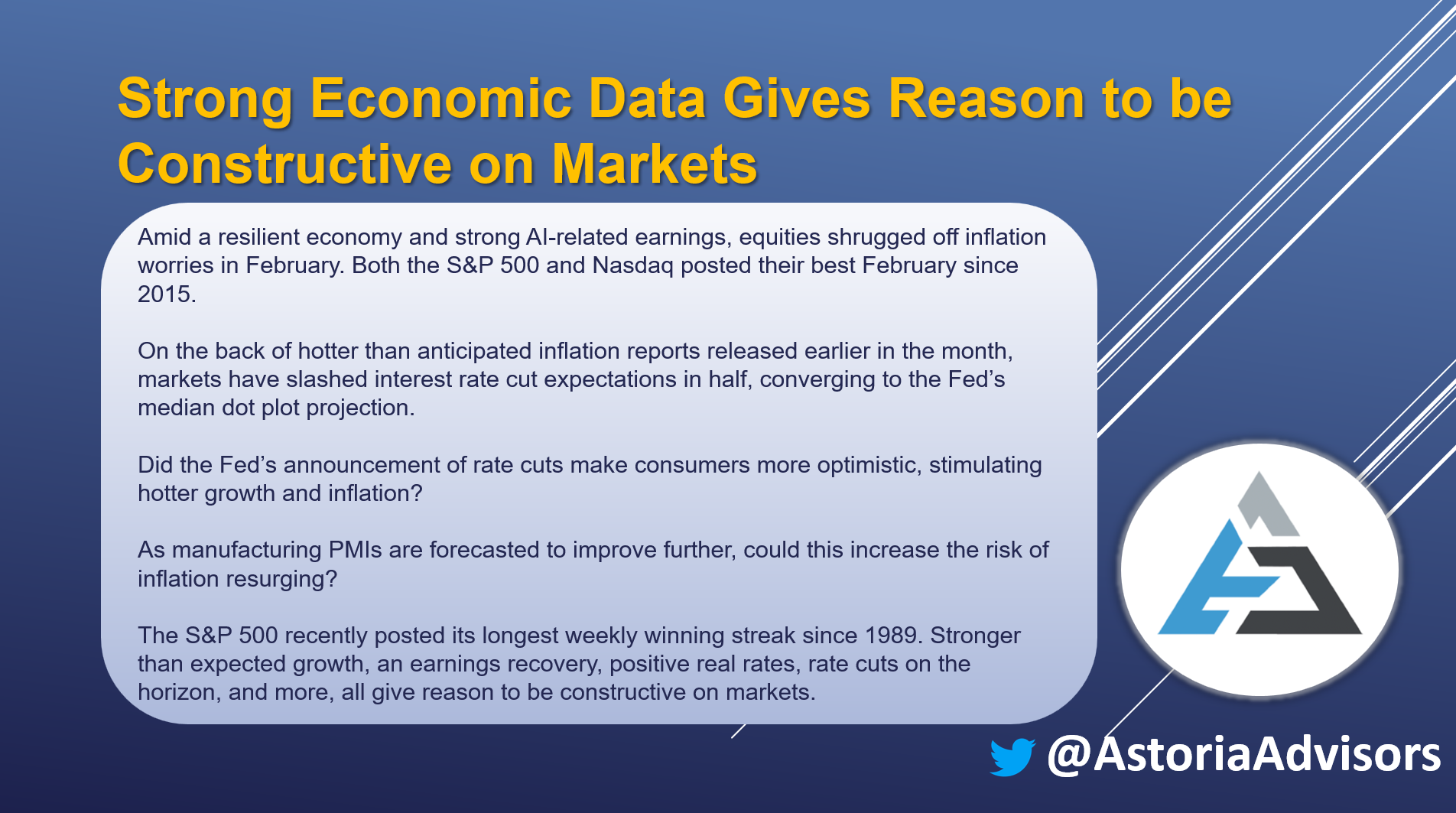Strong Economic Data Gives Reason to be Constructive on Markets