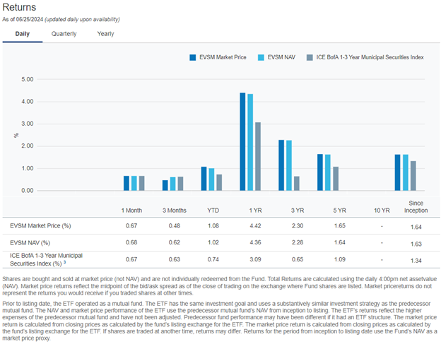Chart of historical returns for EVSM's strategy
