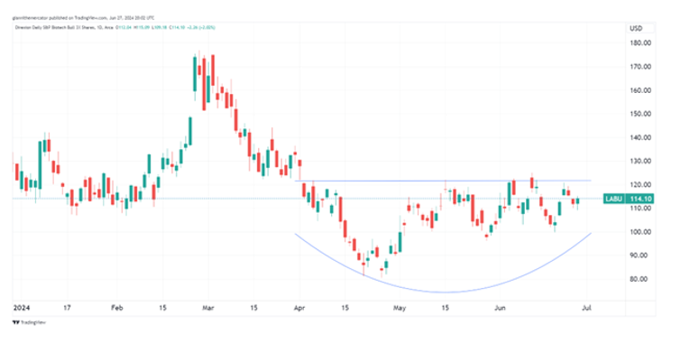 Daily chart of LABU as of June 27 2024