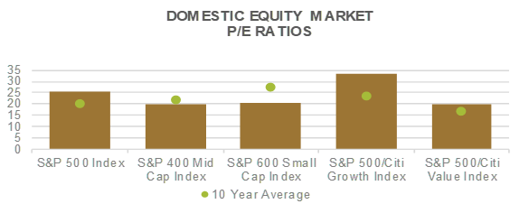 Domestic Equity Market PE Ratios
