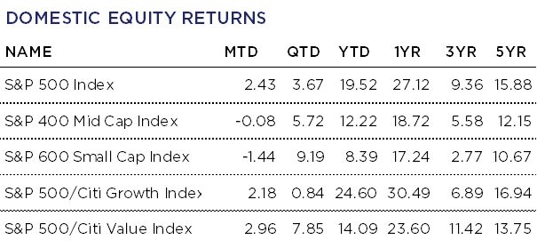 Domestic Equity Returns