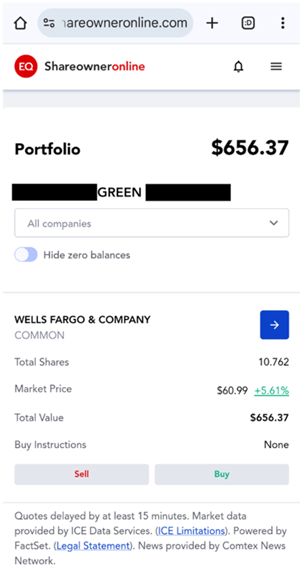 Screenshot of portfolio