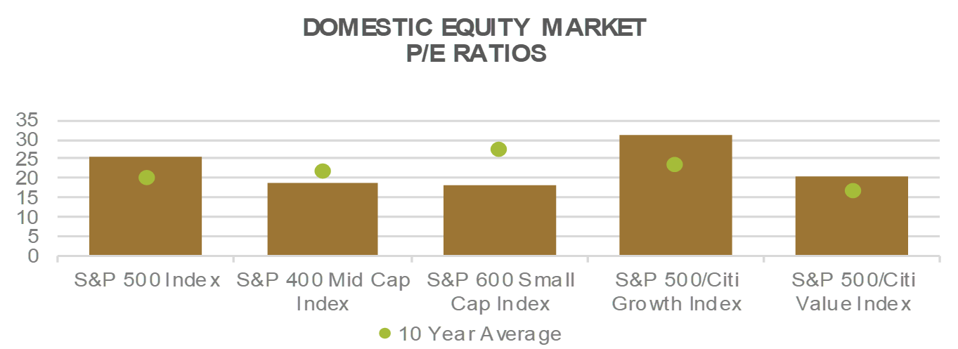 Domestic Equity P/E Ratios