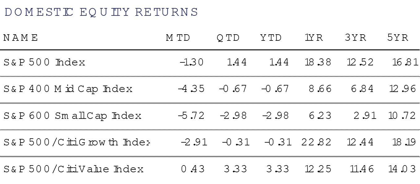 Domestic Equity Returns