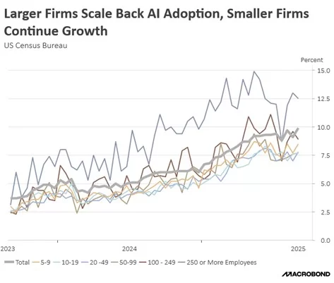 Larger Firms Scale Back AI Adoption, Smaller Firms Continue Growth